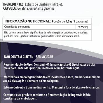 Blueberry 500mg 60 / 90 / 120 Cápsulas - Suplemento Alimentar Natural