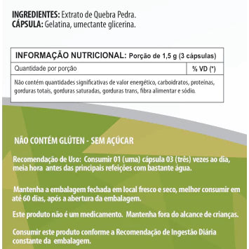 Quebra Pedra 500mg 60 / 90 / 120 Cápsulas - Suplemento Alimentar Natural