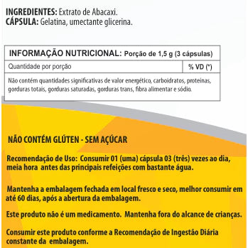 Abacaxi Ananas comosus 500mg 60 / 90 / 120 Cápsulas - Suplemento Alimentar Natural