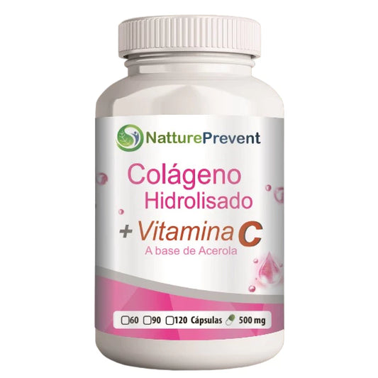 Colágeno Hidrolisado + Vitamina C 500mg 60 / 90 / 120 Cápsulas - suplemento alimentar natural