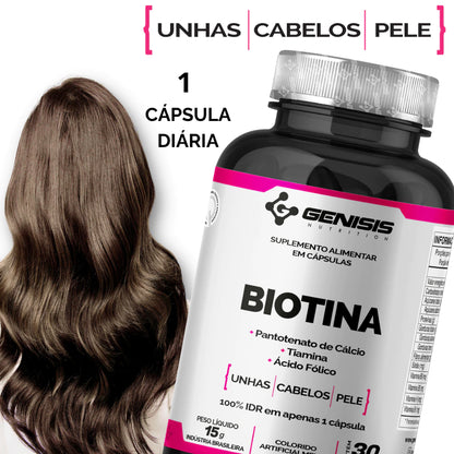 Biotina Vitamina Cabelo Pele E Unha Ácido Fólico, Tiamina e Pantotenato de Cálcio