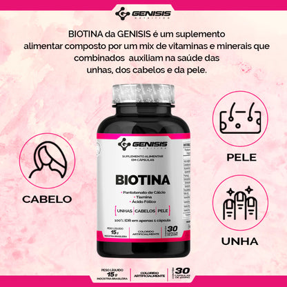 Biotina Vitamina Cabelo Pele E Unha Ácido Fólico, Tiamina e Pantotenato de Cálcio