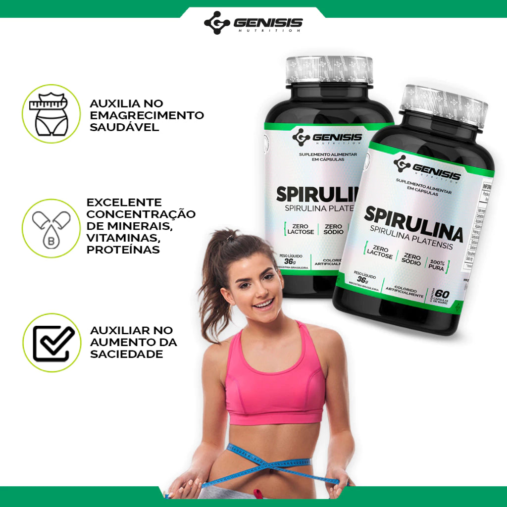 Spirulina 100% Puro Natural Espirulina - 60 Capsulas