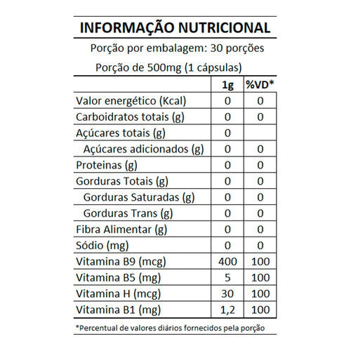 Biotina Vitamina Cabelo Pele E Unha Ácido Fólico, Tiamina e Pantotenato de Cálcio